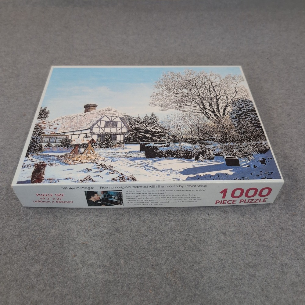 Winter Cottage Trevor Wells 1000 Piece Jigsaw Puzzle Mouth Painted Art Snow Scen